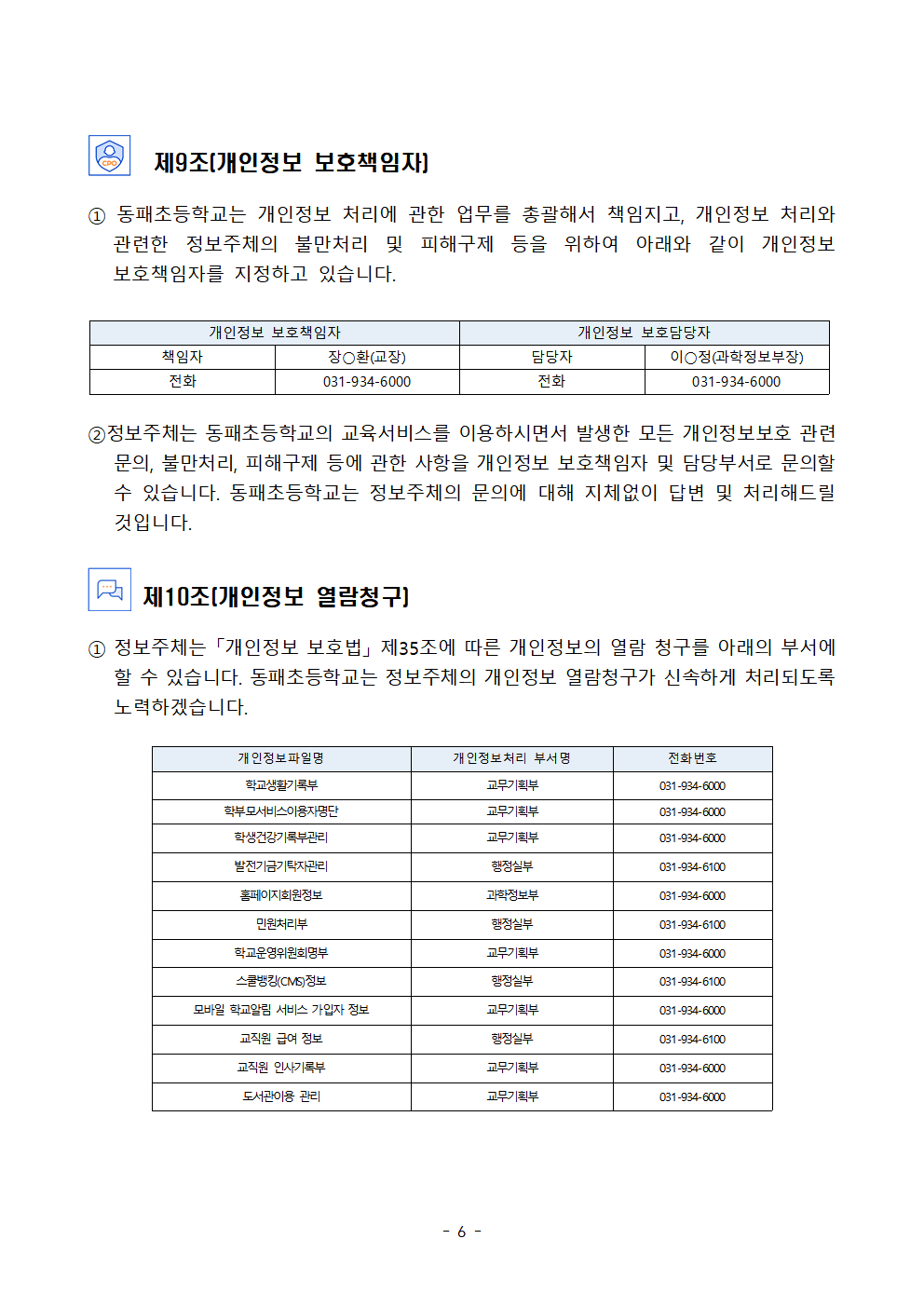 2025학년도 동패초등학교 개인정보 처리방침 개정(3월4일)006